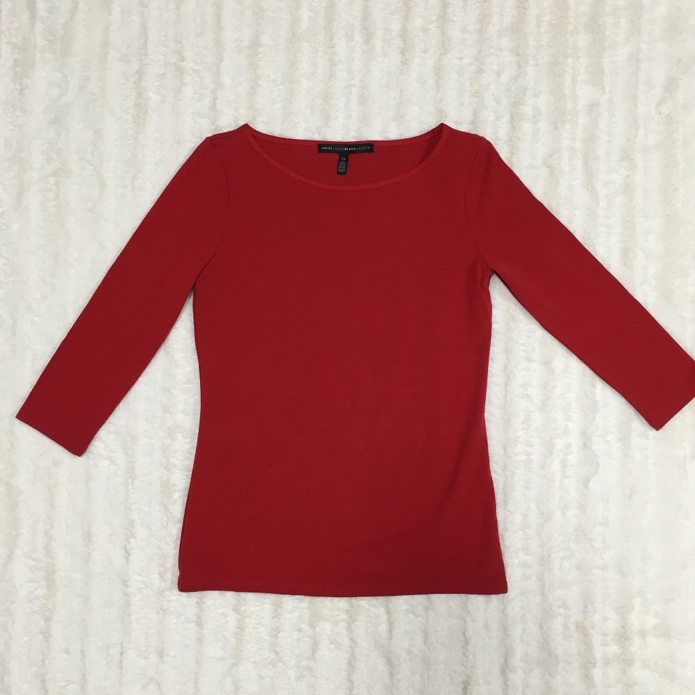 WHBM Red 3/4 Length Sleeve Top - Sz XS